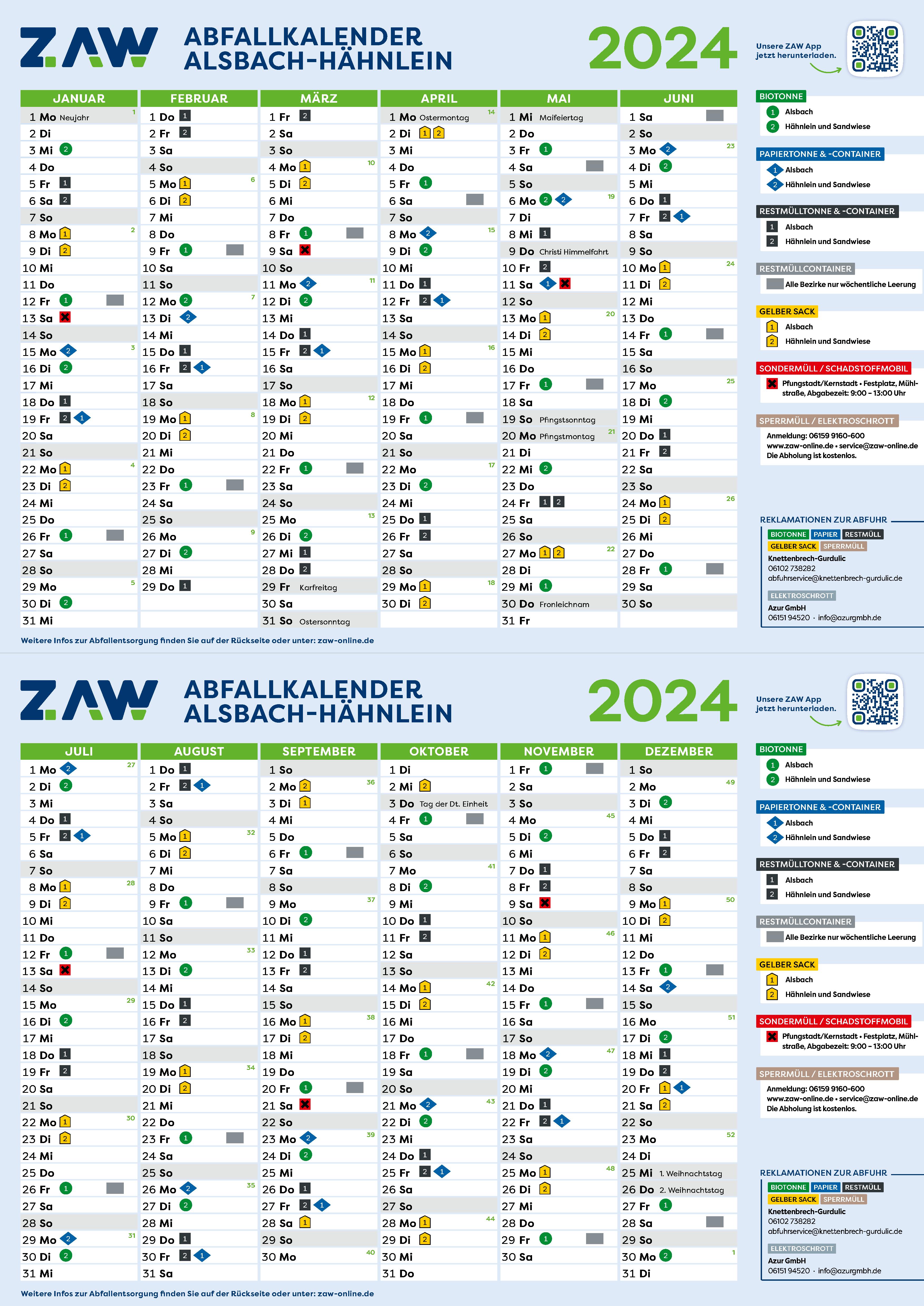 ZAW-Abfallkalender 2024: Gemeinde Alsbach-Hähnlein