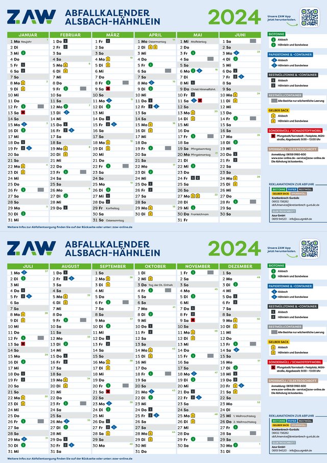 ZAWAbfallkalender 2024 Gemeinde AlsbachHähnlein